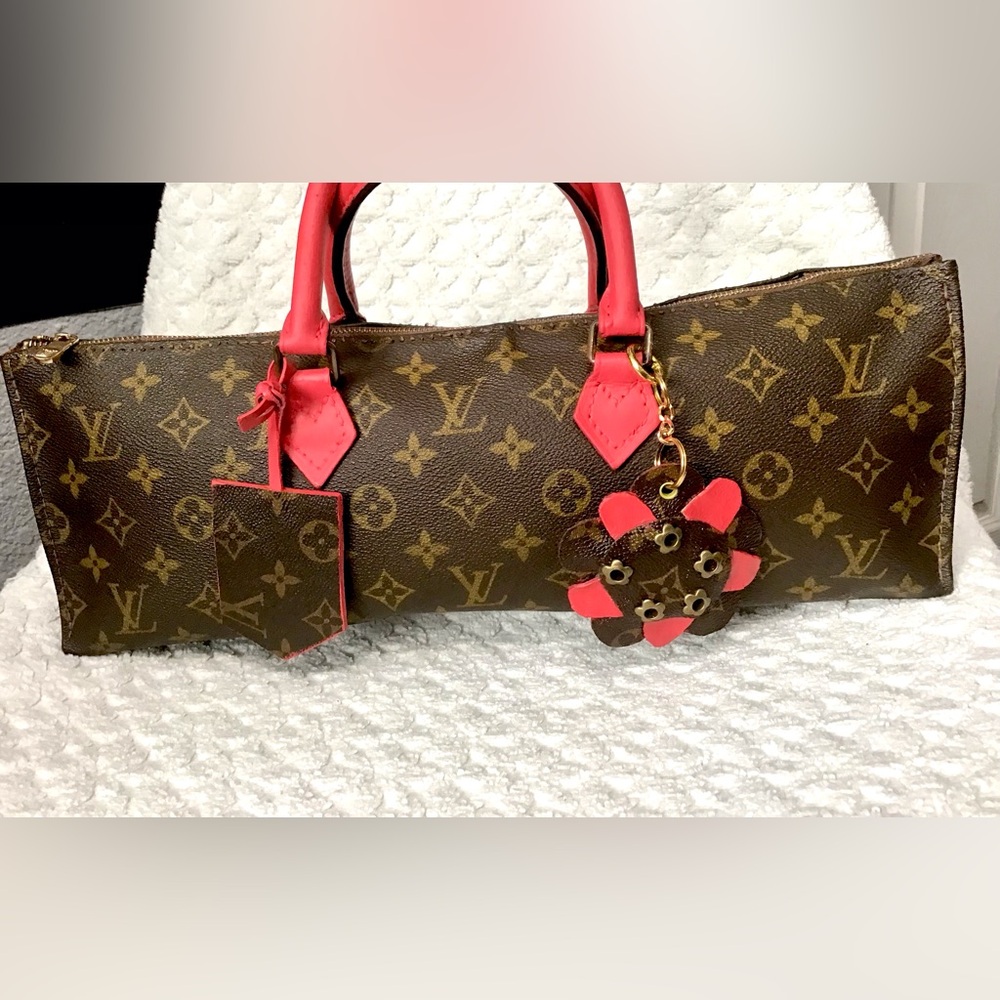 Louis Vuitton Monogram Canvas Satchel with Pink Trim